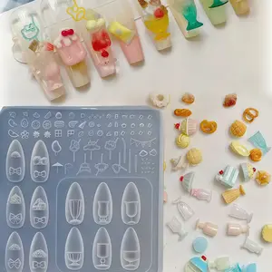 Cute Dreamy Juice Cup Straw Milk Tea Dessert Cream DIY Drink Cup Decoration Nail Art Silicone Mold