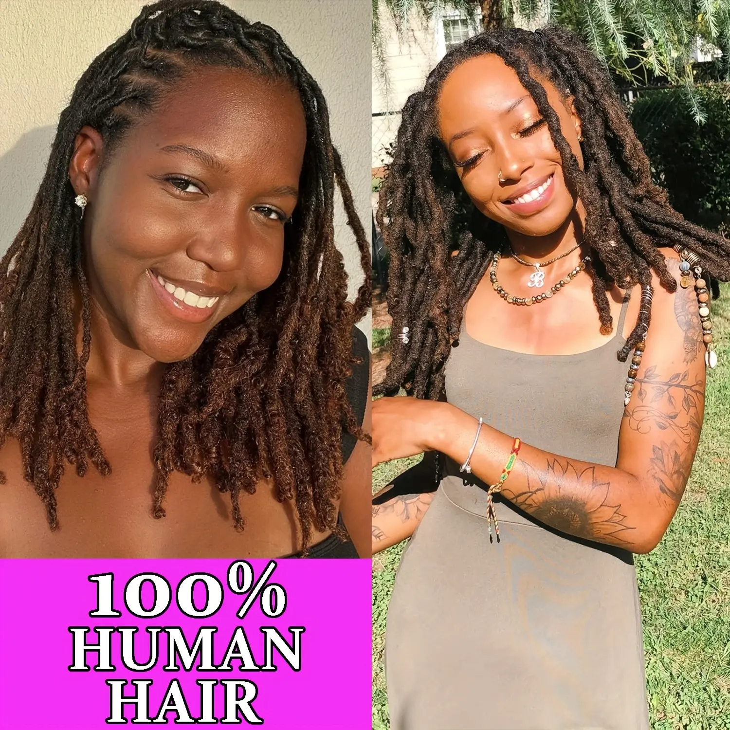 Hot Wholesale 10 Stands 18-20 Inch Handmade Permanent Loc Extensions Human Hair - Real Human Hair, Full Head, Unisex for Men/Women, All Ethnicities, 30 #   Dark Brown, Can Be Dyed, Bleached, Curled & Colored, Hair Extensions, Protective Hairstyle, Natur