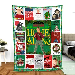 Retro 90s Christmas Movie Blanket, Home Alone Blanket, All The Home Alone, Macaulay Culkin, Xmas Blanket, McCallister Home Security Blanket