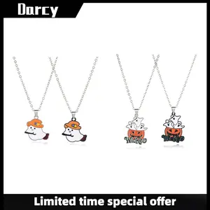 Sweet punk fashion personality cartoon bat ghost pumpkin necklace retro niche trend a pair of couple necklaces