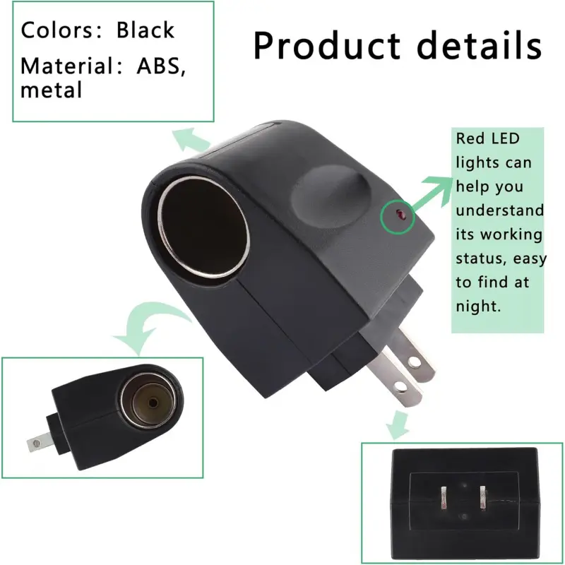 cigarette to wall outlet adapter Car Cigarette Lighter to Wall Outlet Adapter - Universal AC to DC Converter  - DC12V 500mA Cigarette Lighter Socket Adapter - Standard Power Inverters  for Vehicles