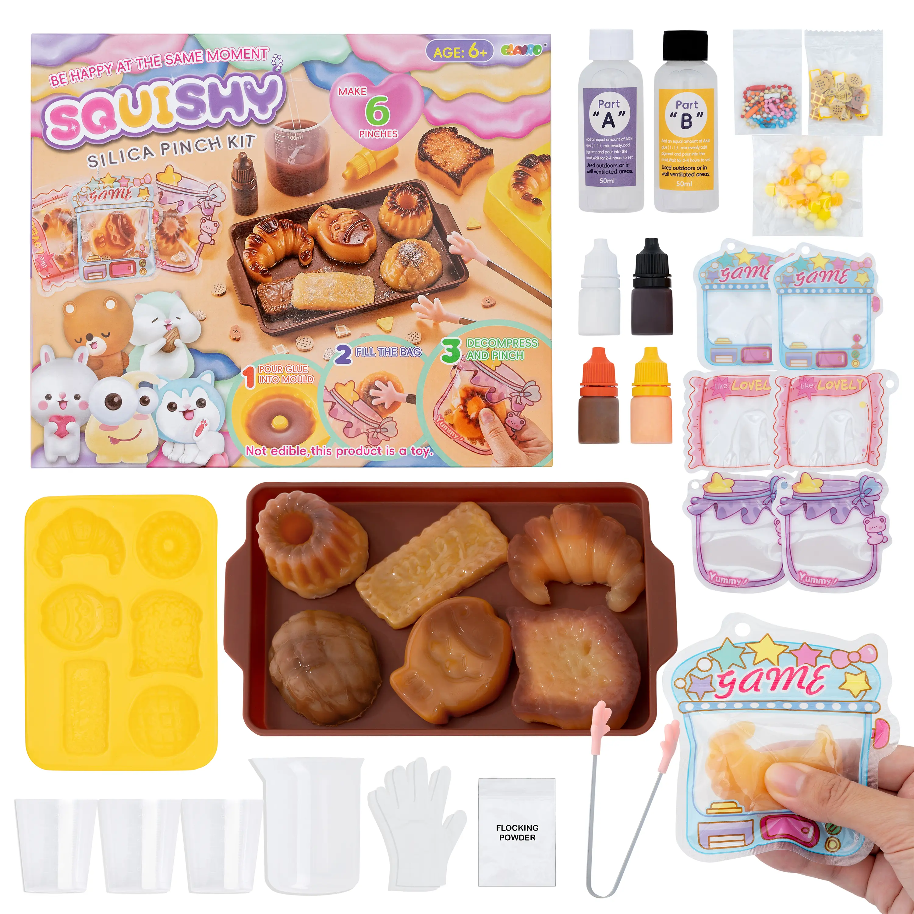 Squishy Making Kit for All Ages, Taba Squishy Kit, Make Your Own Squishies with Molds, Colors, Squeezing Bags (Bakery Set)