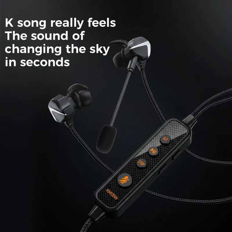 Sound Card Gaming In-Ear Earphones with Detachable Boom Mic, Virtual 7.1 Surround Stereo, Real-Time Monitor Ear Return for Live Streaming Karaoke Recording Gaming, Wired Earbuds for iPhone Android PC Laptop