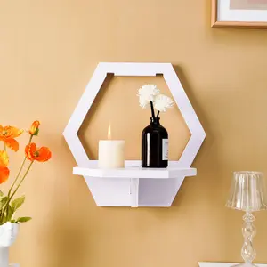 Hexagonal Display Shelf, DIY Assembly Storage Rack, Creative Home Decor Organizer, Wall Mounted Organizer, Suitable for Bedroom Living Room Kitchen Office