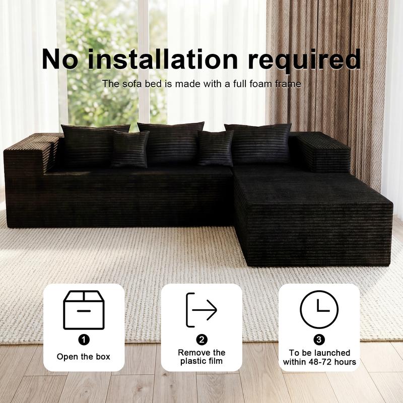 Compressed Sofa - versatile, frameless sofa bed and recliner with a multi-functional design, featuring built-in high-density support foam.  Suitable for bedrooms and living rooms, this sofa chair requires no assembly (includes 2 throw pillows).