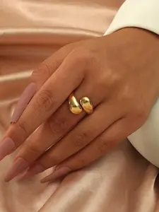 Women's Solid Copper Cuff Ring, Jewelry Rings, Casual All-match Jewelry for Girls Jewelry Gifts, Simple Classic Fashion Accessories for Daily Wear, Acquired Style Ring