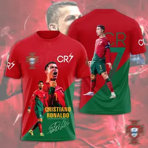 Portugal Red Green Soccer Jersey 2026 Fan Shirt, CR7 Inspired Football Graphic Tee, Soft Breathable Sport Uniform Top, Unisex Gift For Portugal Soccer Lovers And Supporters