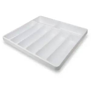 212 MAIN Large Size 8-Compartment Plastic Desk Drawer Organizer, White, Durable with Rounded Corners