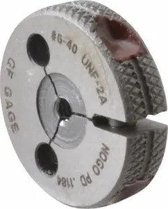 GF Gage Threaded Ring Gage: #6-40 Thread, Class 2A, No Go Class 2A R0138402ANK