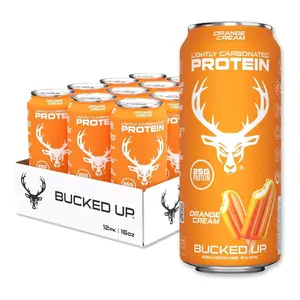 Bucked Up Carbonated Protein Energy Drink - 12-Pack, 16oz Each, 25g Protein, Sugar-Free US Sports Beverage