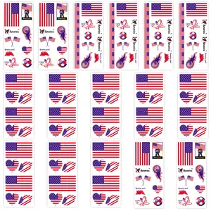 16 Sheets 12×6CM 2026 Soccer Season Fan Tattoos, Face Transfer Stickers for Match Day Support Supplies National Independence Day Party Celebrations