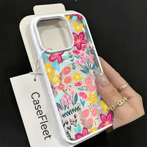 Whimsical Floral Pattern Phone Case， Artistic Abstract Style for iPhone 17 16 15 14 13 12 11 Plus Pro Max.