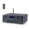 Pyle Metal Tabletop Hi-Fi 2.0 Channel Audio Amplifier Receiver - Bluetooth 5.0, FM LED Display, Dual Mic In, Headphone Output, USB/SD, RCA & AUX, Bass & Treble Control, Independent Input Selector, Remote, FM Antenna, 300W x 2 @ 8 Ohm, 3.67kg