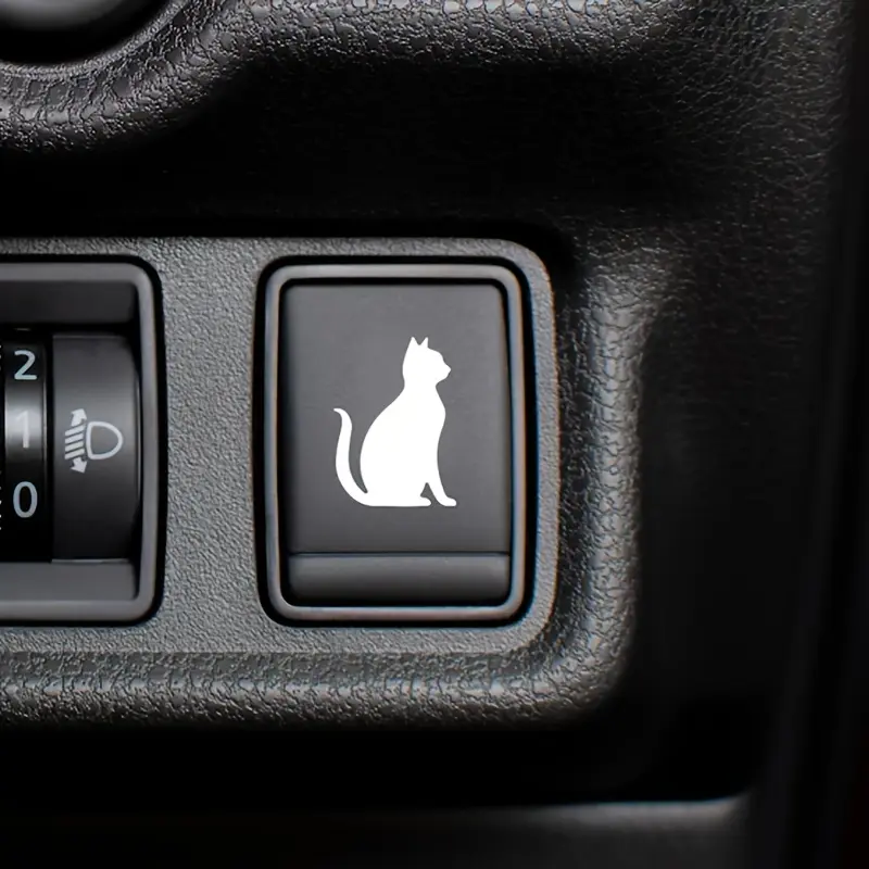 4PCS/SET Button Cat Cute Interior Sticker Minimalist Design Suitable for Car Buttons, Center Consoles, Door Panels Creates Cute Vibe Lights Up Vehicle Details Fits Various Car Models Cute Decoration Car Accessories Car Stickers, Automotive Decoration
