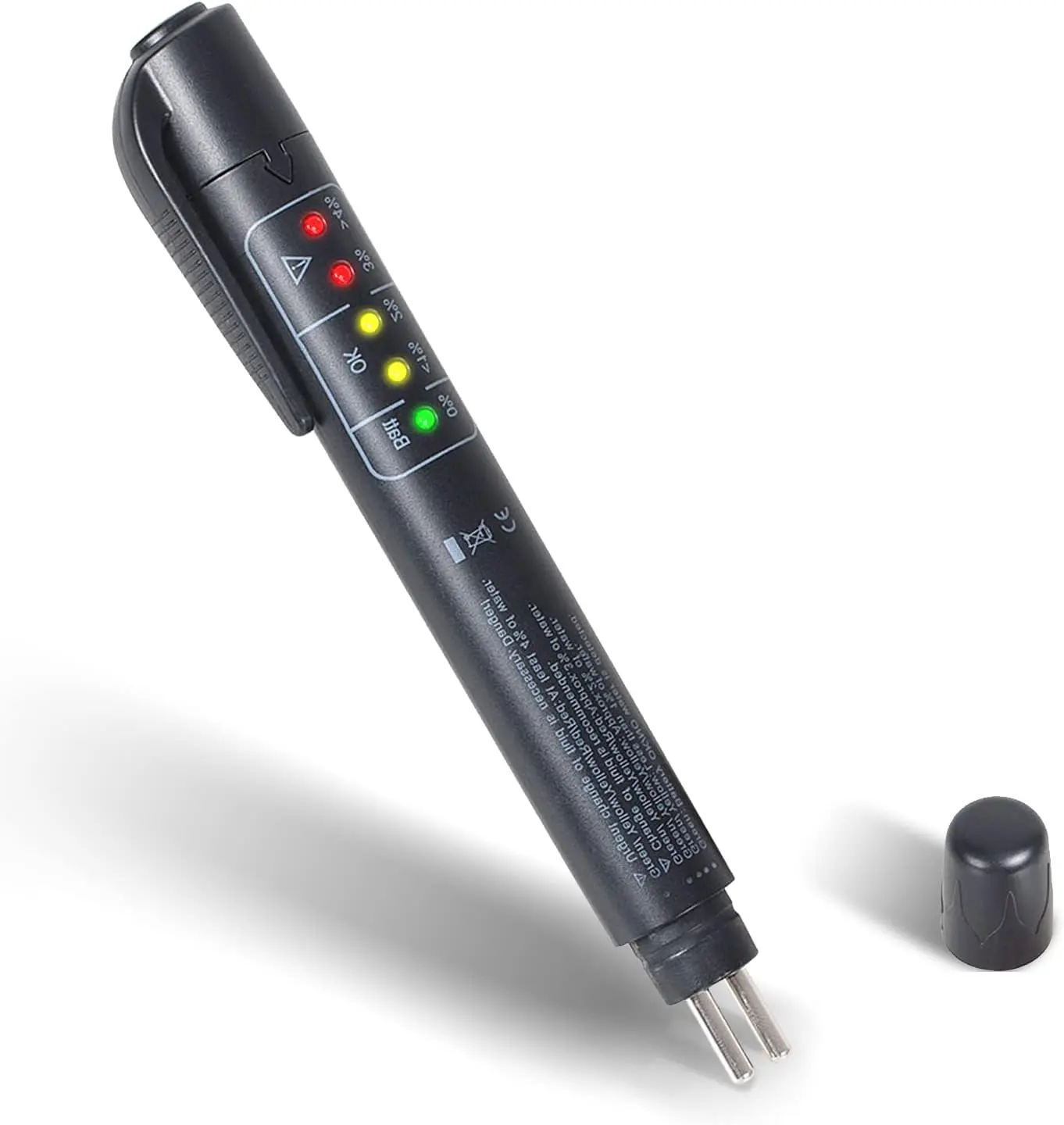 Automotive Brake Fluid Moisture Tester Pen – 5-Level LED Indicators, for DOT 3, DOT 4 and DOT 5.1 Brake Fluids, for Brake System Diagnostics