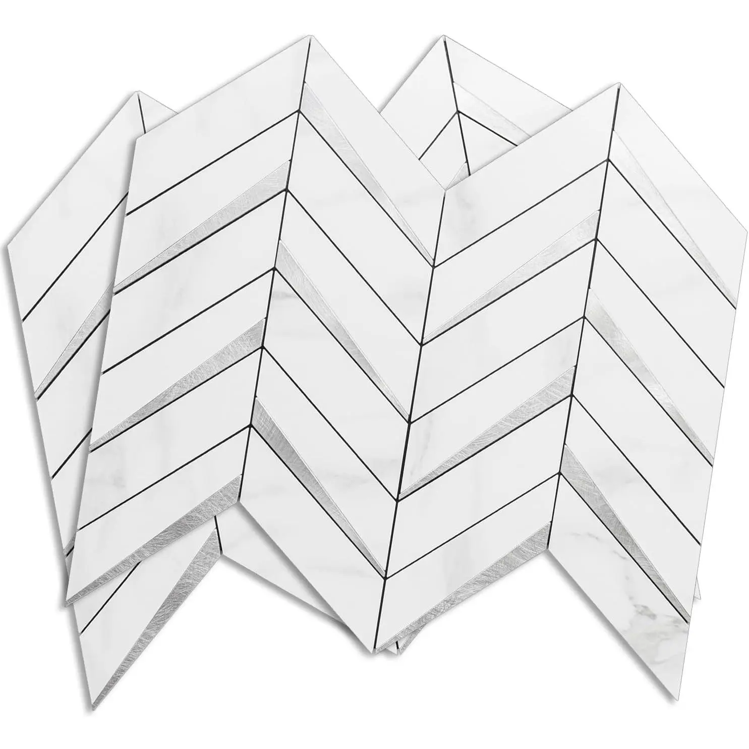 Polished White Marble and Silver