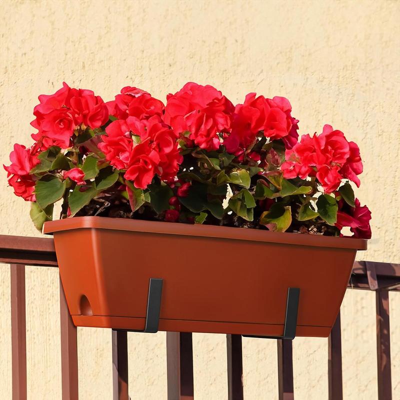 Railing planter box  deck hanging planters for railings 169 inch balcony planters railing hanging with metal brackets black and red