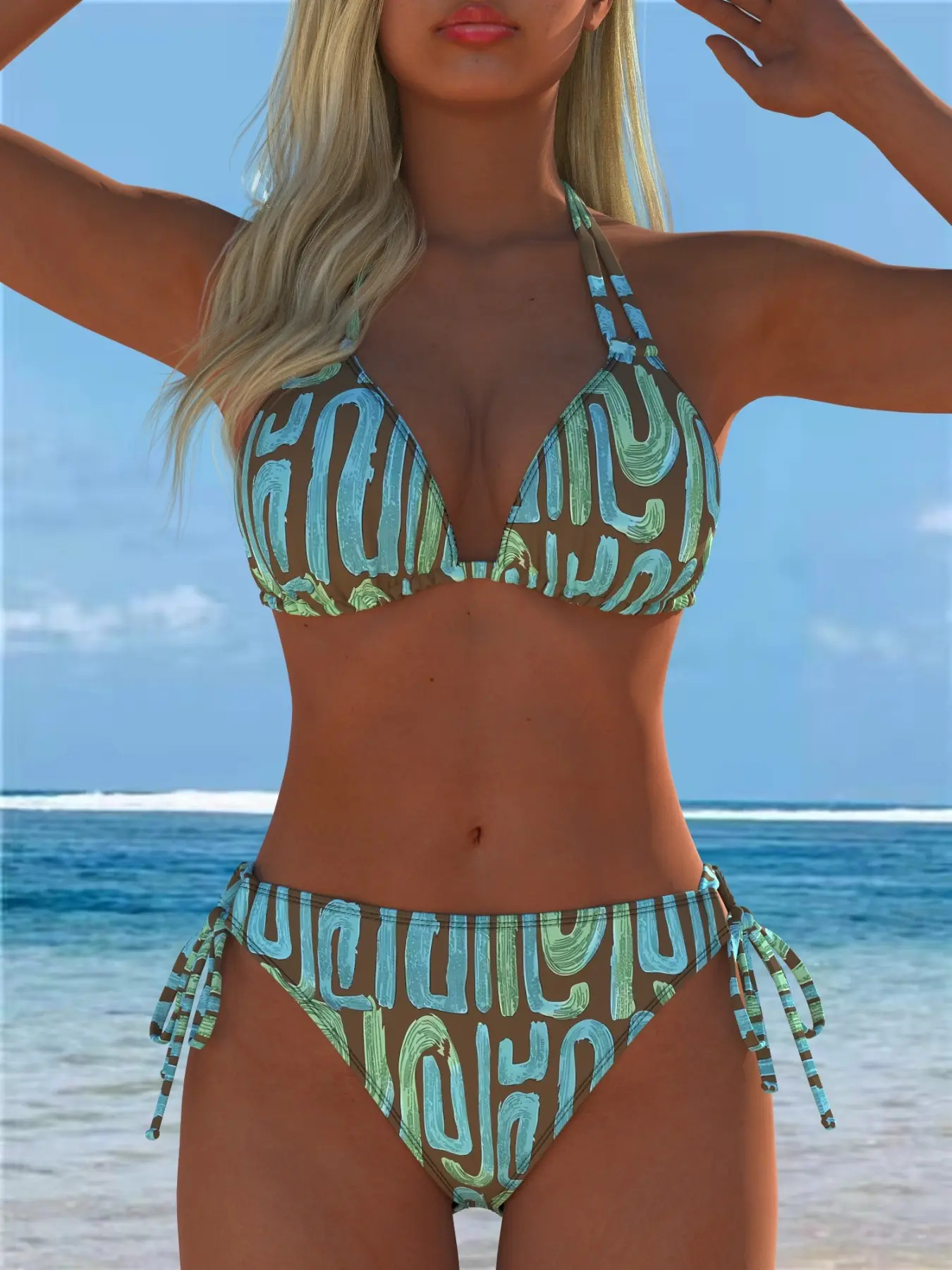 Two-Piece Bikini Set, Sexy Triangle Design, Adjustable Straps, Random Print, Perfect for Island Swimming, Summer Swimsuit Set, Beachwear Swimsuit, Women's Swimwear, Bikini Swimsuit Outfit