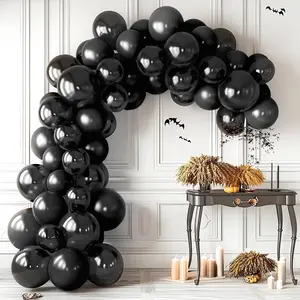 130PCS Black Balloons Kit – Includes 18", 12", 10", 5" inches Balloons with Ribbon & Glue Dots – Ideal for Birthday, Baby Shower, Wedding, Graduation & Party Decorations