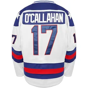 【FallFreshness】1980 Olympic Team 17 O'Callahan 21 Eruzione 30 Craig Miracle On Ice Hockey Jersey White Blue Red Stripes Christmas festival Gifts