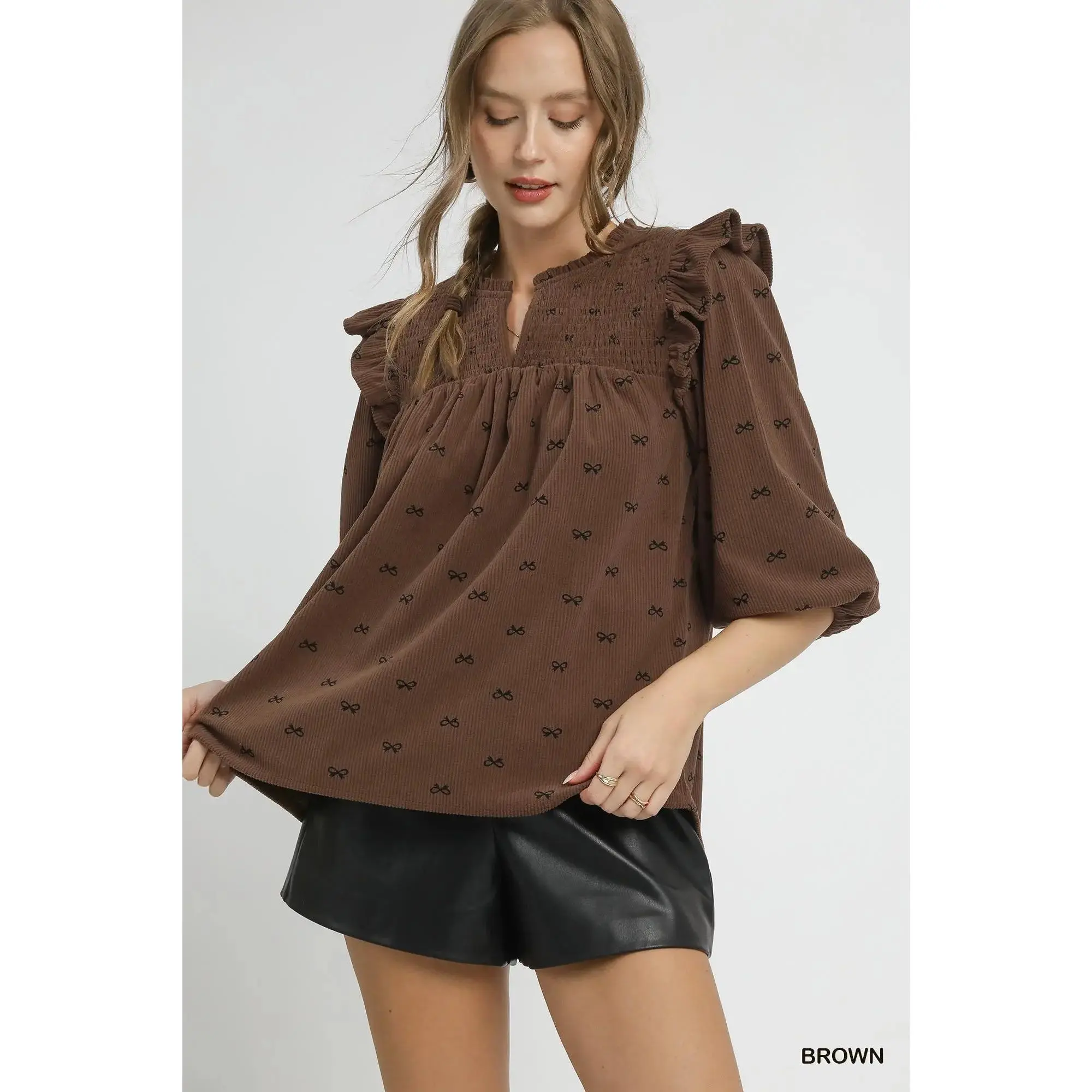 Umgee Brown Bow Shirt