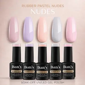 Rubber Base Pastel Nudes Collection – 5 Soft Nude Pastel Shades | Soak-Off UV/LED Gel Polish | Self Leveling Rubber Base Gel for Nail Strengthening & Natural Overlay
