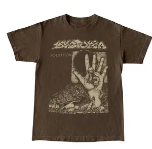Brown Dystopia Pollution Band T Shirt Vintage Crust Punk Grind Sludge Acid Bath Graphic For Fans T-shirt