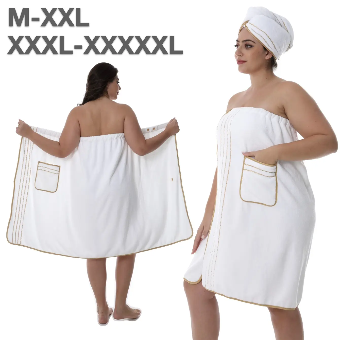 Luxury Bathrobe Set, Womenswear, Soft Coral Fleece Material, Size Xxxl-Xxxxxl, Perfect for Home & Travel Use, High Absorbency Design