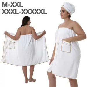 Luxury Bathrobe Set, Womenswear, Soft Coral Fleece Material, Size Xxxl-Xxxxxl, Perfect for Home & Travel Use, High Absorbency Design