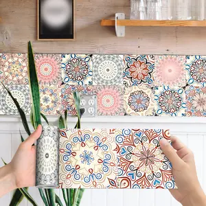 Thick Vintage Pattern Waterproof PVC Self-Adhesive Wallpaper Roll, Kitchen Bathroom Decoration, Oil Stain Protection, Home Decor