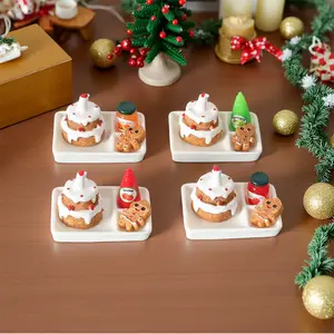 4pcs 1:12 Dollhouse Miniature Christmas Decoration Set with Gingerbread Man Cake Jam Accessories for DIY Props Photography