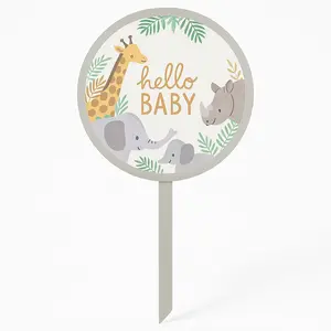 Soft Jungle "Hello Baby" MDF Lawn Sign for Baby Showers