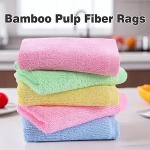 10 Counts Soft Absorbent Bamboo Fiber Dish Cloths, Strong Oil Absorption Cleaning Rags for Washing Dishes, Reusable Cleaning Towels, Kitchen Rags, random color