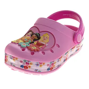 Princess Girls Slip-On Clogs with Back Strap, Jasmine, Belle & Aurora, Lightweight Slip-Resistant EVA Sandals (Toddler Sizes)
