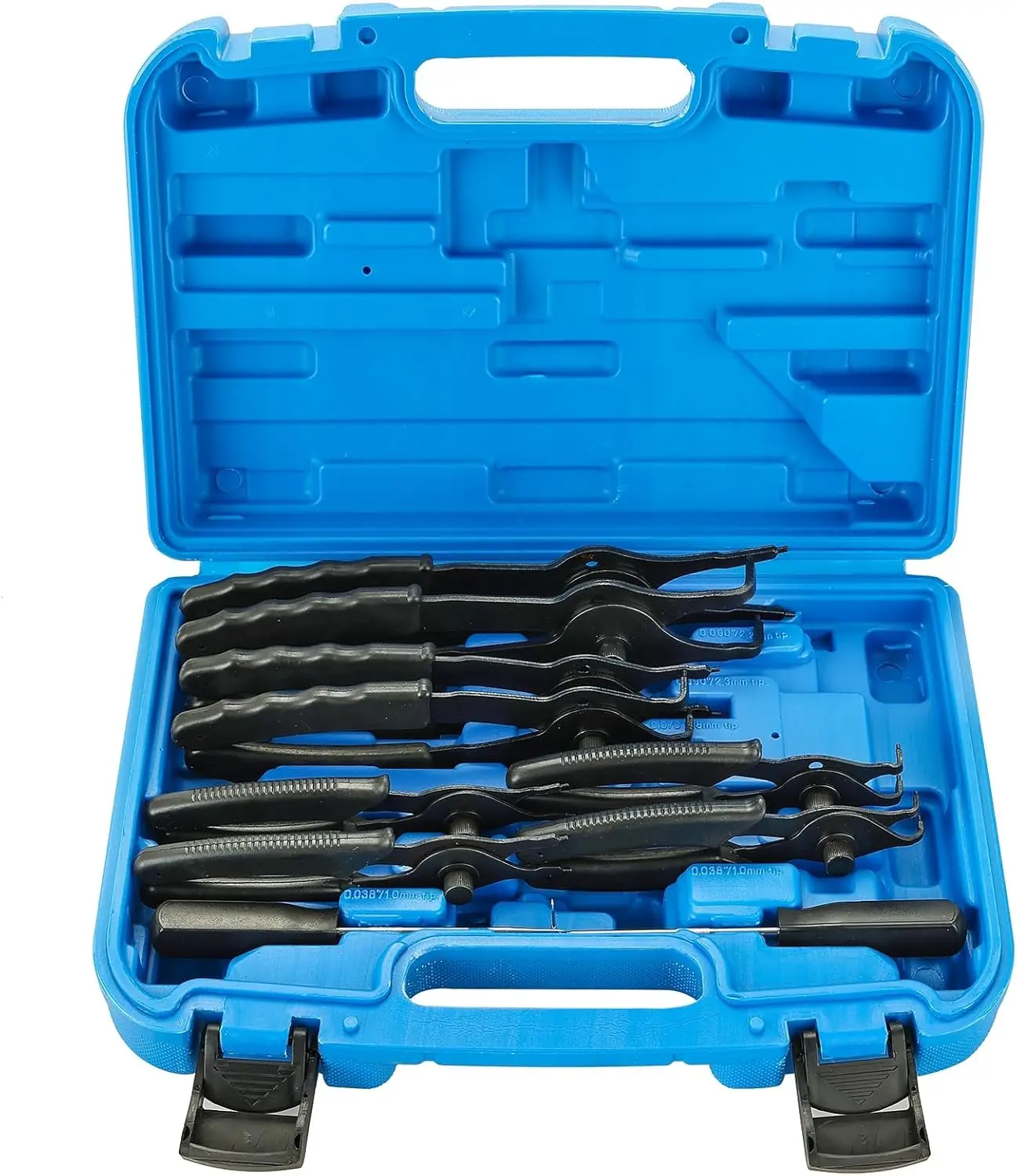 Snap Ring Plier Set 11 count Straight & Bent Retaining Ring Pliers w/Hook & Pick Heavy Duty Internal External Pliers .038in-.09in Circlip Combination Retaining Clip for  Trunk  (Blue)