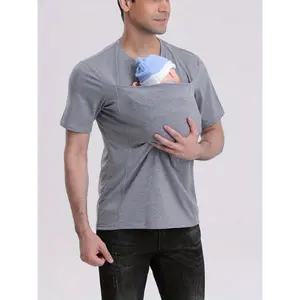 New Fashion Casual Kangaroo Dad Multifunctional Men's T-Shirt Fabric Menswear Sleeve Top Spandex Tshirt
