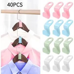Clothes Hanger Connector Hook, 40pcs/set Space Saving Multifunctional Hanger Hook, Clothes Hanger Connector for Home Bedroom Wardrobe, Organiser