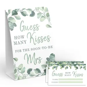 Eucalyptus Bridal Shower Games and Activities - How Many Kisses For The Mrs