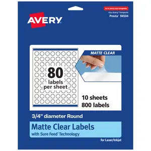Avery Matte Clear Labels,  3/4" diameter Round