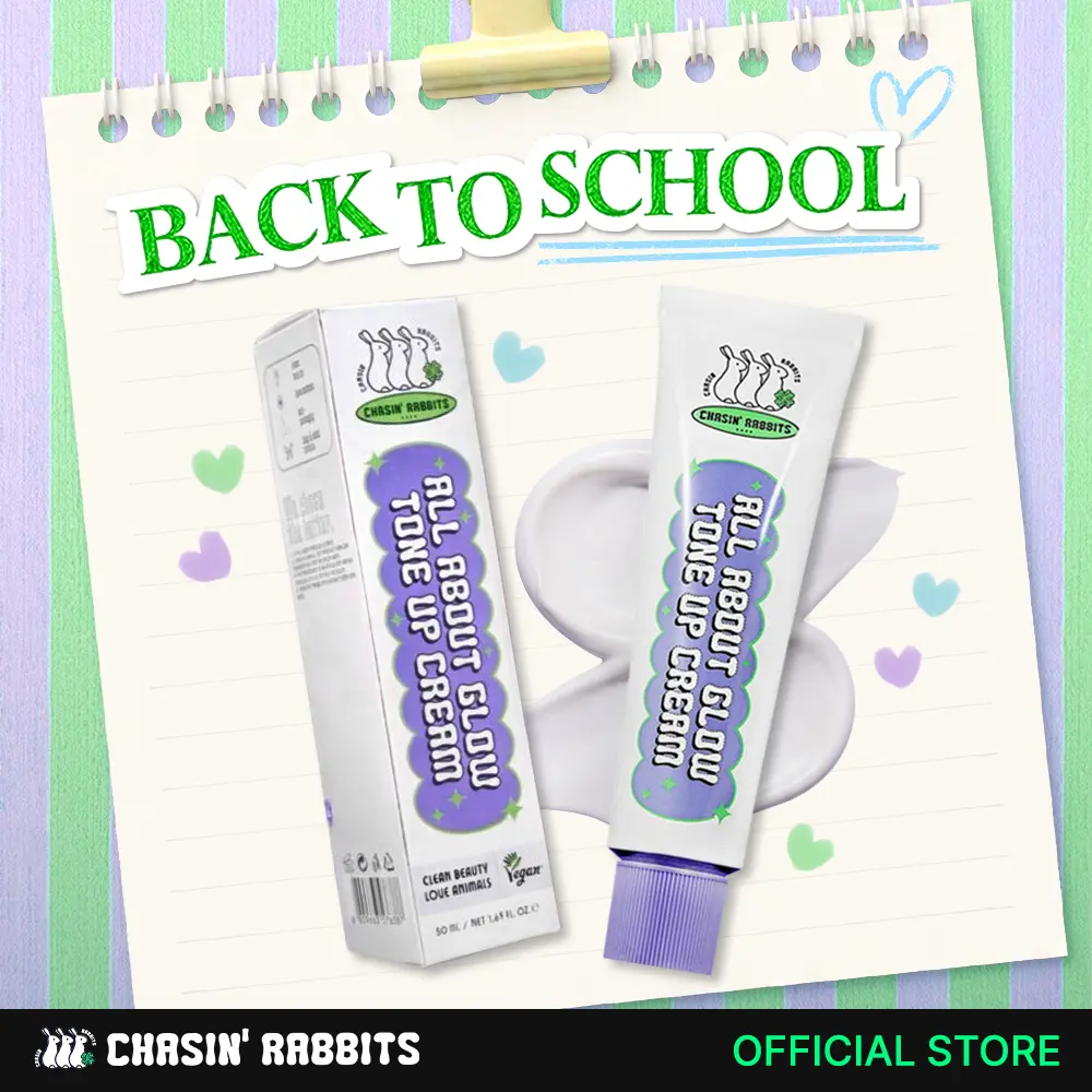 CHASIN' RABBITS All About Glow Tone-up Cream 1.69 fl. Oz, Natural Makeup Base, No Makeup Natural Look, Glow Skin, Long-Lasting Hydrating, Soft Texture, Vegan, Face & Body, K Beauty