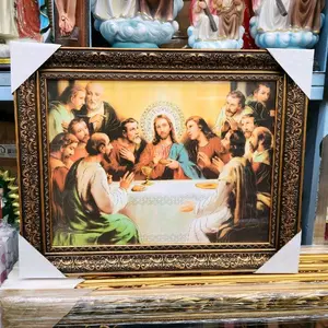 Last Supper 15"widex19"tall Ultima Cena Classica* IMAGEN Frame Cuadro Artwork with Detailed Framing and Intricate Design Elements Decoration Frame Religious art image, home decor, wall decor, church events, gifts