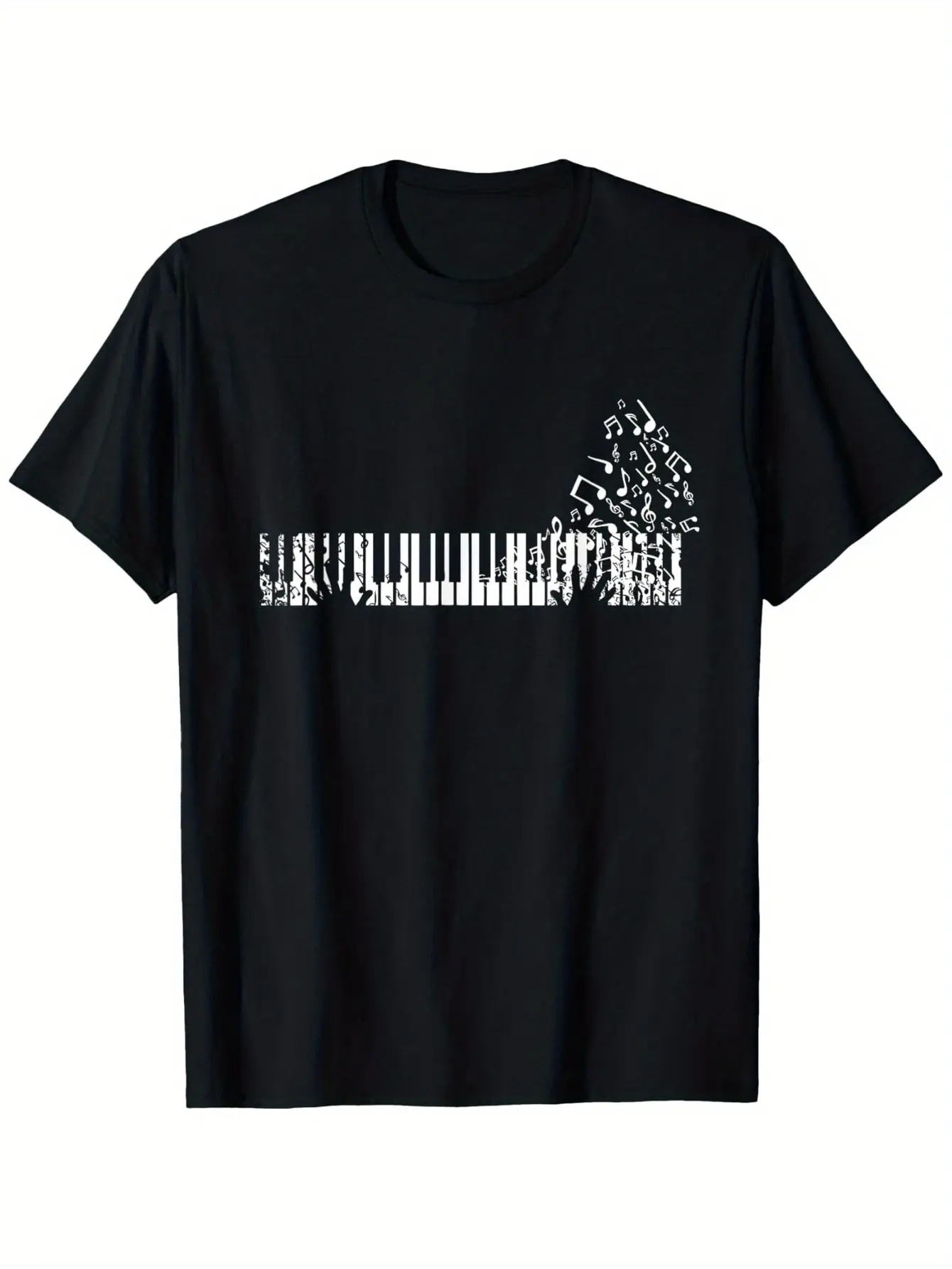 Men'S  Women'S Music Notes  Piano Key Graphic T-Sh unisex soft cotton short sleeve t shirt, vintage graphic casual tee for men women teens, perfect birthday holiday gift for camping travel gym daily street casual wear