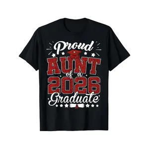 Men's Short-Sleeve Round Neck Casual T-Shirt - Proud Aunt of a 2026 Graduate Graphic Print Top, Comfortable for Everyday Wear & Outdoor Activities