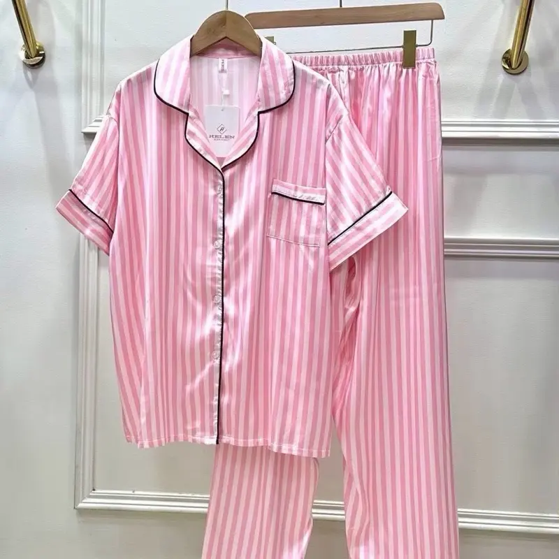 Women's Silk Pajama Set - Bkk Womenswear, Comfortable Loungewear for Daily Home Use