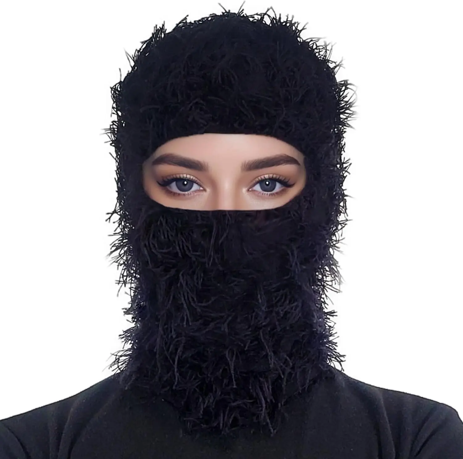 Distressed Balaclava Ski Mask, Knitted Full  Mask for Men/Women