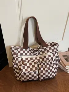 Women's Fashionable Minimalist Casual Vintage Plaid Design Perfect for Daily Commuting, Shopping, Work, and School Spacious, Durable, Convenient, and Versatile Essential Women's Shoulder Bag, Casual Commuter Bag, Trendy Commuting Bag, Fashionable Bags