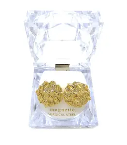 Nugget Cookie Magnetic Earring Earrings 12mm, 20mm Hip Hop Jewelry Gold plated - Gold Plated with Case - Unisex Men Women Fashion