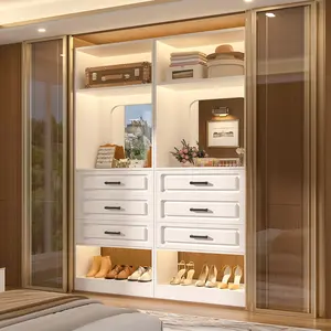 New Style 25'' Freestanding Closet System with 3 Drawers, Walk-in Closet Organizer Wardrobe with Storage Shelves and Big Mirror for Small Closets