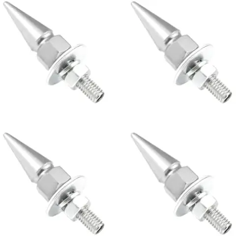 4 PCS Anti-Theft Pointed Spike Aluminum License Plate Screws - Easy-Install Auto Accessories Interior, Truck Accessories, 0.2-Inch Thread Diameter, 0.5-Inch Mounting Holes Aesthetic Fasteners for Cars/Trucks/Motos, Silver