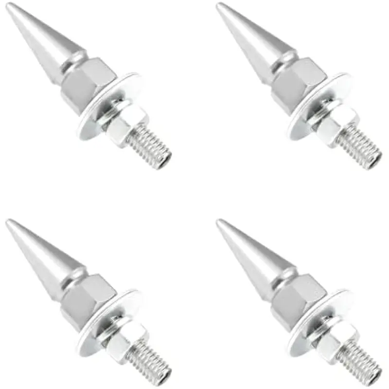4 PCS Anti-Theft Pointed Spike Aluminum License Plate Screws - Easy-Install Auto Accessories Interior, Truck Accessories, 0.2-Inch Thread Diameter, 0.5-Inch Mounting Holes Aesthetic Fasteners for Cars/Trucks/Motos, Silver